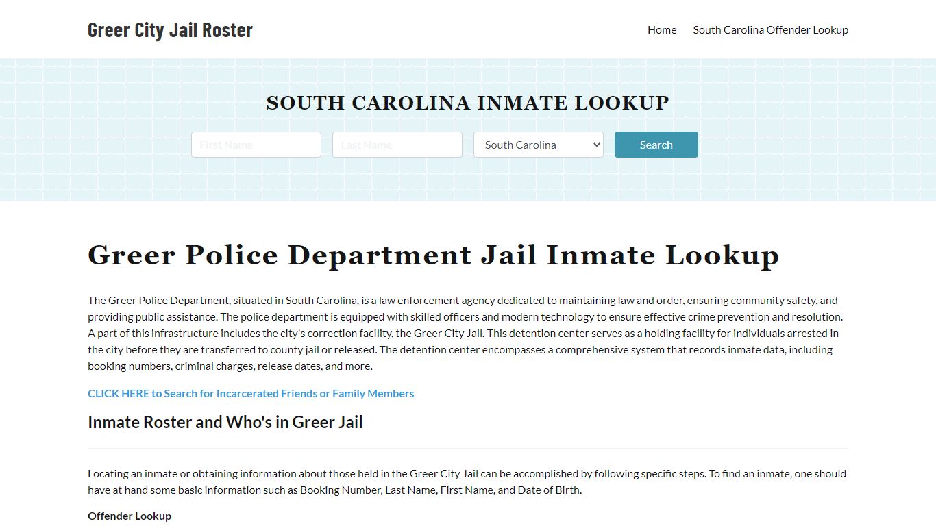 Greer Police Department & City Jail, SC Inmate Roster, Arrests, Mugshots