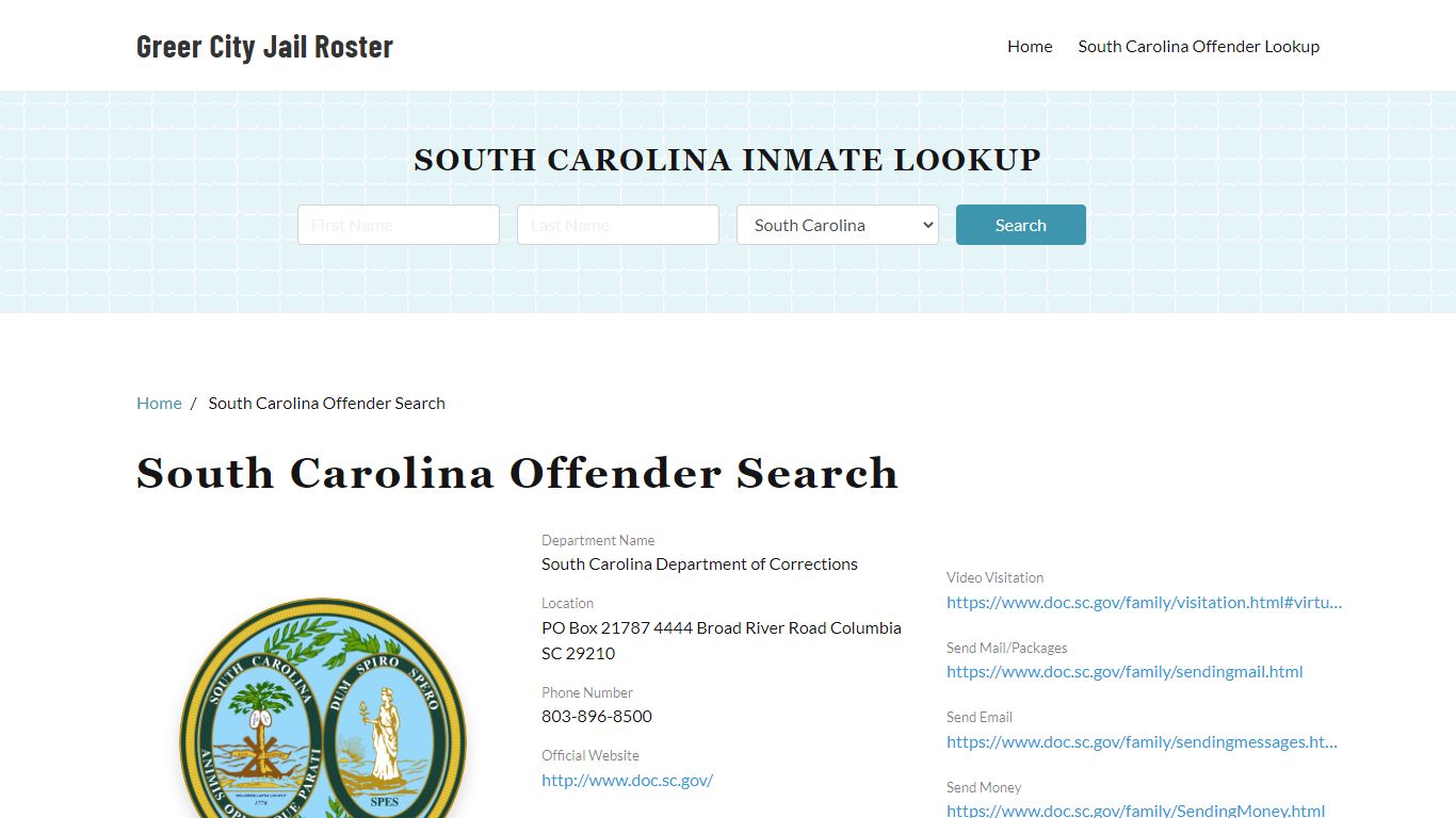 South Carolina Offender Lookup, City Jail Records Search